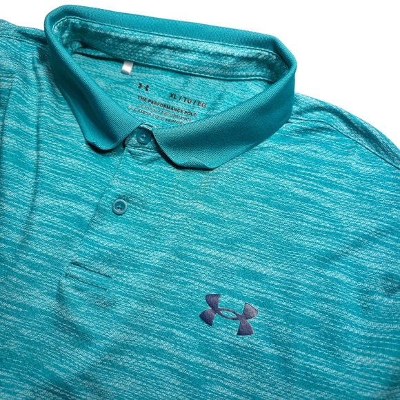 Mens Under Armour Performance Polo Aqua/Teal XL - Picture 3 of 4